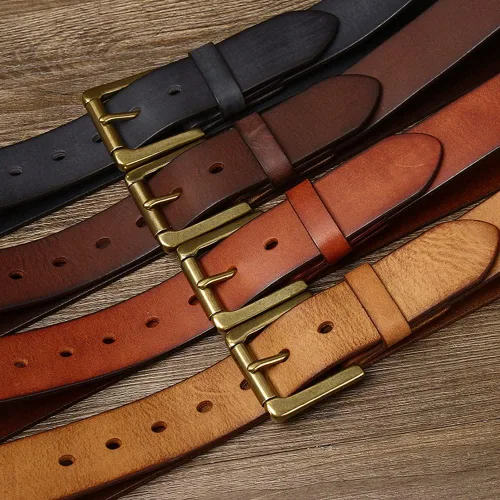 Vista 4 de HAORUN Men Leather Belt with Single Prong Buckle 1.5" Width for Jeans Pants