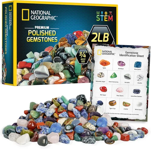 Vista 8 de National Geographic Piedras Pulidas Premium - 2 Libras de Piedras Pulidas y Cristales a Granel de 1/2 Pulgada, Más de 4500 Quilates, Kit de Rocas