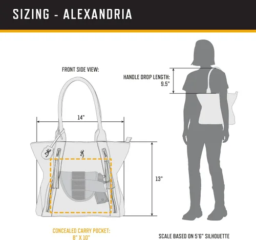 Vista 6 de Browning Women's Concealed Carry Alexandria Purse, Premium Holstered Handbag With Safety Locking Option