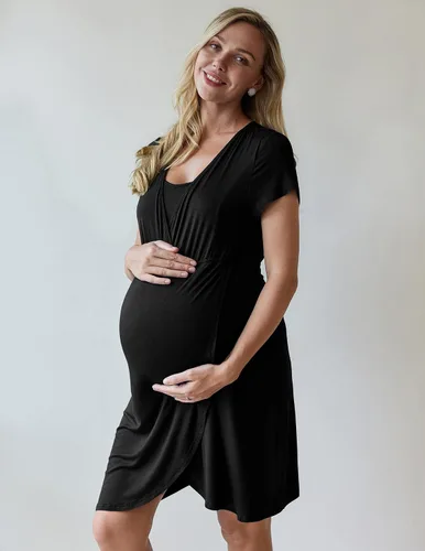 Vista 3 de Ekouaer - Vestido de lactancia para mujer, camisón para lactancia y parto, camisón para dormir