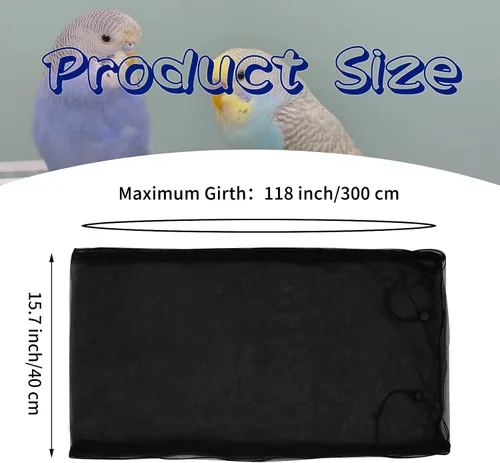 Vista 3 de Daoeny Cubierta grande para jaula de pájaros, protector de semillas para jaula de pájaros, red de malla de nailon suave y aireada ajustable