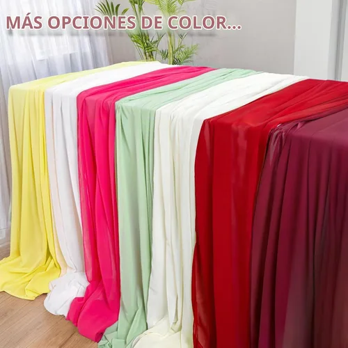 Vista 6 de DUOBAO Hot Pink Table Runner 10ft Chiffon Table Runner 29''x120'' Sheer Fabric for Wedding, Party, and Bridal Shower Decor Rosa Hot