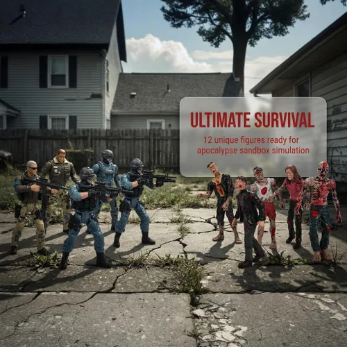 Vista 6 de Juego de 12 figuras de acción, figuras de soldado de la fuerza especial, figuras de acción de lucha con zombi muertos y mercenarios para niños