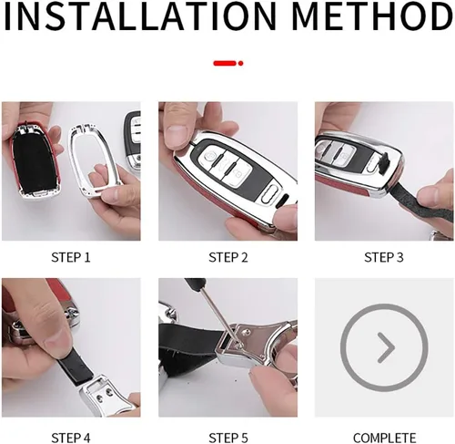 Vista 5 de ontto - Funda para llave de VW (piel, llavero, llavero), diseño de llave de metal