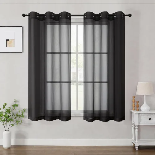 Vista 46 de OWENIE Cenefa transparente con ojales negros para ventanas, 2 paneles de 52