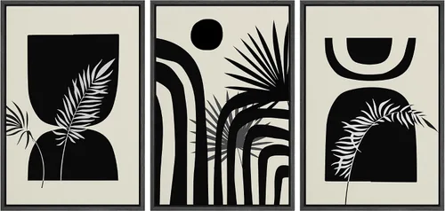 Vista 10 de SIGNLEADER Lienzo enmarcado para pared, juego de arte abstracto geométrico verde esmeralda, arte moderno geométrico zen de mediados de siglo