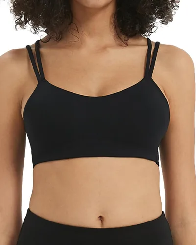 Vista 2 de Attifall Sujetador deportivo corto con copa BC, de bajo impacto, con correa de espagueti, para yoga, gimnasio, entrenamiento
