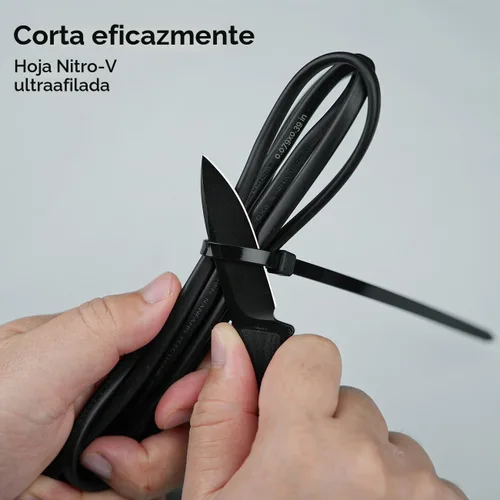 Vista 2 de CIVIVI Mini Elementum Cuchillo de hoja fija con una funda Kydex y una cadena para transporte de cuello EDC, pequeño cuchillo esqueletizado de espiga
