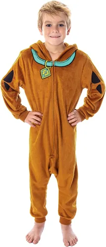 Vista 2 de INTIMO Scooby Doo - Pijama de una pieza con capucha para niños, ropa de dormir para niñas y niños
