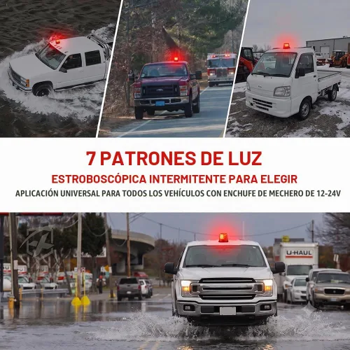 Vista 4 de Xprite Luz de baliza, luces de visibilidad para montacargas con base magnética para vehículos de construcción, remolques, uso utilitario, carritos