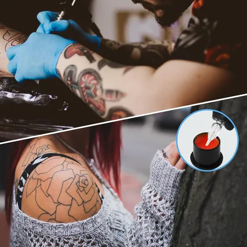Vista 7 de Autdor - 1000 tapas de tinta para tatuaje, tazas con base de pigmento desechable, vasos de tinta de tatuaje de microblading, con base de pigmento