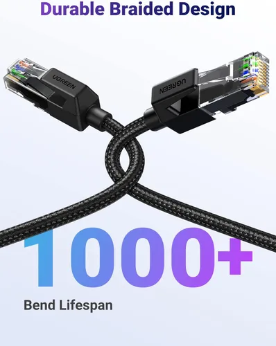 Vista 5 de UGREEN Cable Ethernet Cat 6 trenzado Cat6 Gigabit de alta velocidad 1000Mbps cable de Internet RJ45 blindado cable LAN de red compatible con PC