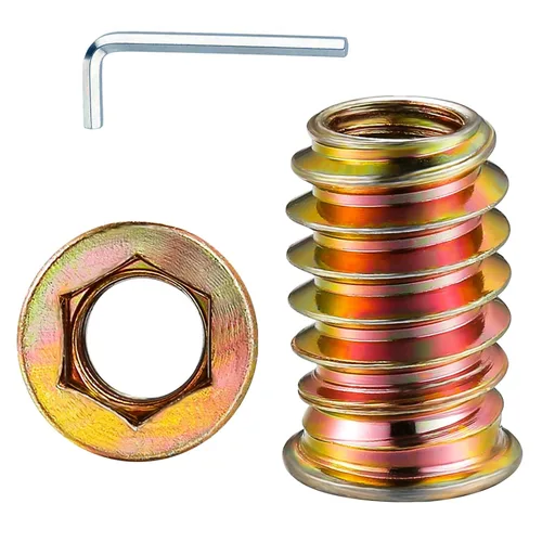 Vista 9 de Wensilon 1/4 "-10 200 piezas de insertos roscados para madera hexagonal, insertos de madera, tuercas para muebles