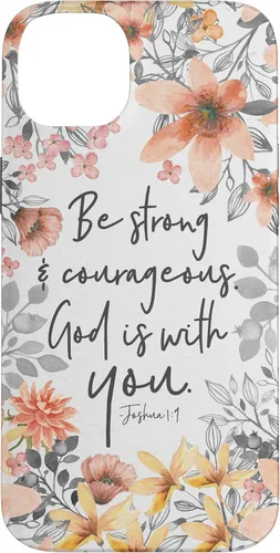 Vista 15 de Funda para iPhone 17 con cita cristiana de Joshua 1:9 con diseño de acuarela bonita floral