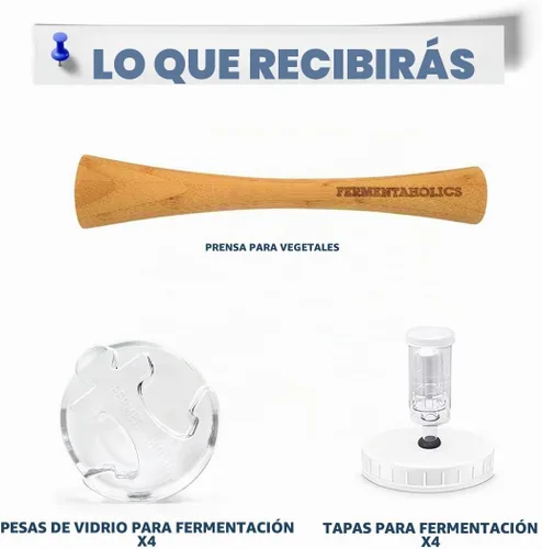 Vista 5 de Kit de fermentación de tarros Mason Kit de decapado de fermentación de frasco de boca ancha Incluye 4 tapas de fermentación, 4 pesos de vidrio