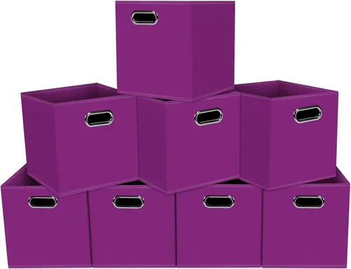 Vista 37 de Yunkeeeper - Contenedores de almacenamiento, cubos organizadores de tela con asa, cubos plegables para almacenamiento de tela o accesorios, 11 x 11