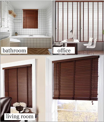 Vista 5 de Persianas venecianas de madera para ventanas, persianas interiores, persianas venecianas opacas, persianas de ventana de madera maciza, cortinas