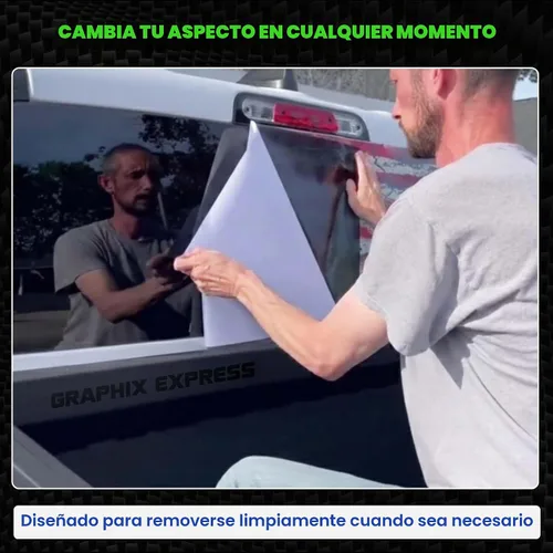 Vista 8 de GRAPHIX EXPRESS Calcomanía de la bandera estadounidense, adhesivo de vinilo patriótico rojo, blanco y azul para ventana trasera de camión, diseño