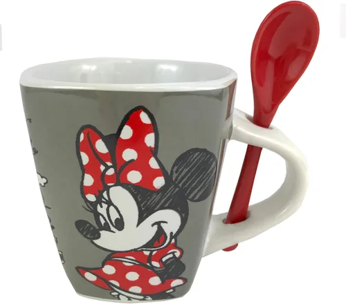 Vista 2 de Disney Mickey and Minnie Mouse - Taza de café de cerámica Amazing Day con cuchara, multicolor, 11 onzas