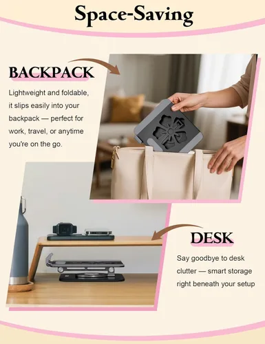 Vista 7 de Soporte para Tablet para iPad, Soporte Plegable de Aluminio Giratorio 360° – Soporte de Escritorio Ajustable Compatible con iPad Pro 12.9/11