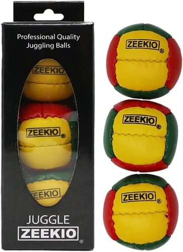 Vista 6 de Zeekio Galaxy Malabares - Pelotas de cuero genuino de 12 paneles de primera calidad, 4.59 oz, 2.638 in, paquete de 3 (negro)