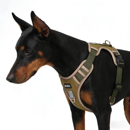 Vista 10 de Arnés para perro pequeño, arnés reflectante resistente táctico sin tirones y collar - seguro, sin estrangulamiento, chaleco para mascotas fácil