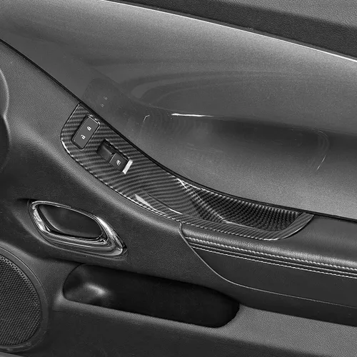 Vista 6 de Cubierta de interruptor de elevación de ventana de fibra de carbono Kit de ajuste de botón interior para Chevrolet Chevy Camaro 2010-2015