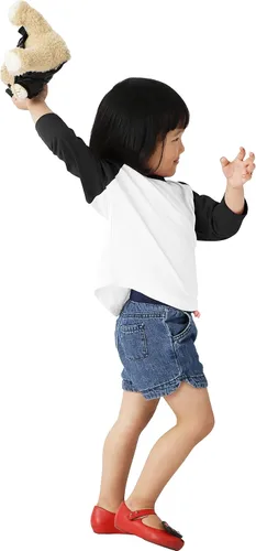 Vista 5 de Ma Croix Camisa de manga raglán 34 para bebés, ajuste cómodo, camiseta de béisbol para niños pequeños