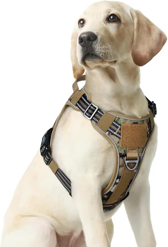 Vista 28 de rabbitgoo - Arnés para perros pequeño sin tirones, chaleco táctico de servicio con Molle y asa de control, arnés militar ajustable y reflectante