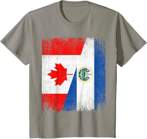 Vista 25 de Camiseta Half Canada El Salvador Flag Canadian Salvadoran Pride Roots