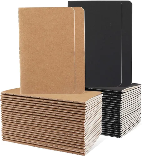 Vista 19 de Oucaru Cuaderno de Bolsillo de 24 Piezas, 3.5" x 5.5", 2 Colores, Cuaderno Rayado de 52 Páginas Mini Cuaderno Diario, Pequeño Cuaderno Memo Bloc
