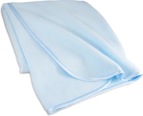 Vista 2 de American Baby Company Manta de forro polar con ribete de satén similar a la seda, suave, cálida y acogedora, azul, 30 x 30 pulgadas para niños