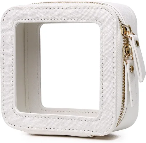 Vista 46 de Pinkmik Pequeña bolsa de maquillaje, mini estuche transparente para maquillaje y neceser con cremallera, organizador de bolsos para mujer