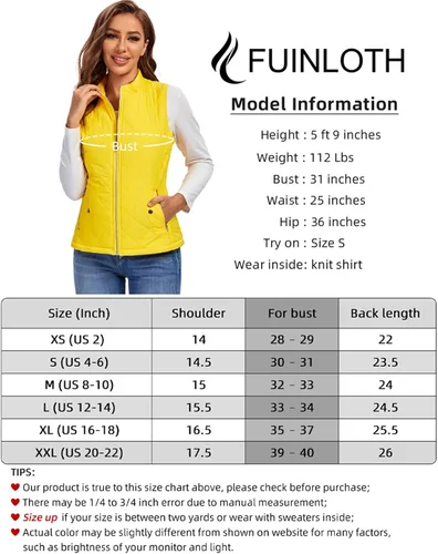 Vista 4 de Fuinloth - Chaleco acolchado para mujer, diseño de cuello alto, ligero, con cierre