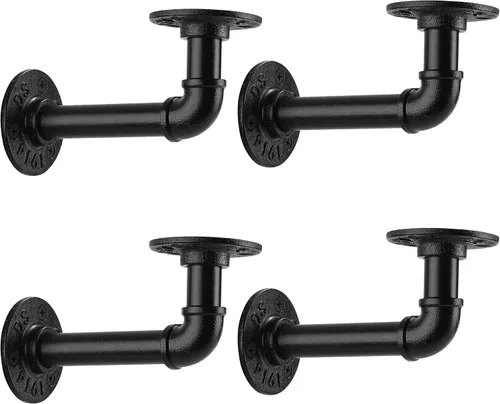 Vista 9 de Soporte de estante de tubo de 1/2 pulgada, soporte de estante flotante montado en la pared, soporte de metal colgante de pared punk de vapor