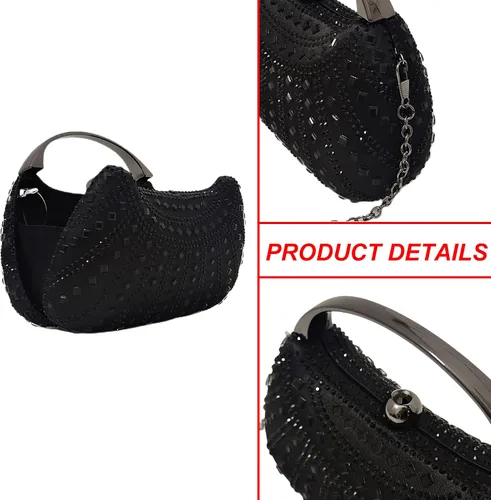 Vista 3 de Elegante bolso de mano de cristal con diamantes de imitación para mujer, bolso de fiesta, boda, baile de graduación, bolsa brillante