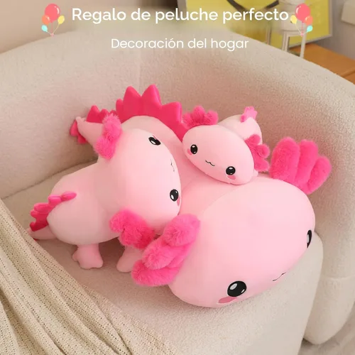 Vista 6 de SQEQE Peluche de ajolote con peso, animal de peluche de ajolote con peso, lindo juguete de almohada rosa suave, regalo para niños y adultos, 9.8