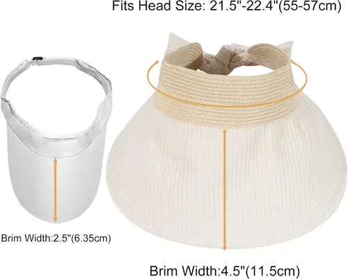 Vista 5 de Sombrero de visera de ala ancha para mujer, para verano, playa, deportes, golf, tenis, plegable