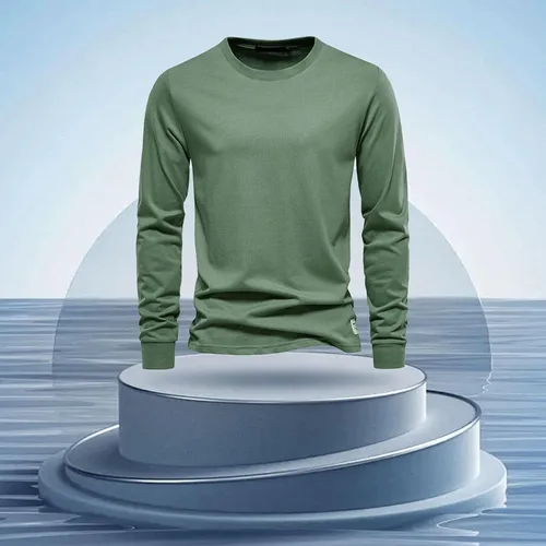Vista 3 de WYUTX Long Sleeve Tee Shirts for Men Men's Crew Neck Sweater Slim Fit Lightweight Sweatshirts Casual Ribben Knitted Pullover