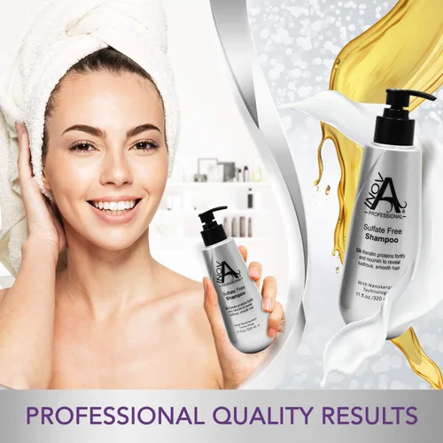Vista 2 de Inova Professional Silk Keratin Smooth Protection Champú sin sulfatos (3.4 onzas), blanco
