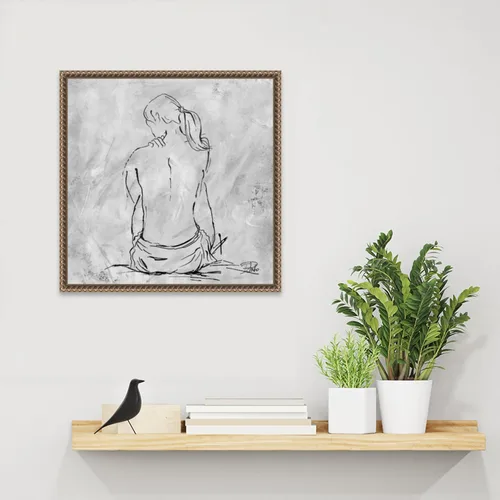 Vista 6 de Amanti Art Lienzo enmarcado para pared, 16 x 16 pulgadas, boceto desnudo II por Patricia Pinto, lienzo enmarcado para pared, obras de arte de gente