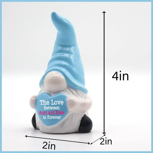 Vista 2 de GRH009 - Regalos para tía y sobrina - El amor entre tía y sobrina es para siempre, bonito soporte de anillo de gnomo de cerámica para tía, sobrina