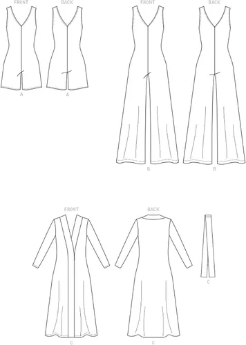 Vista 9 de McCall's M8245A - Paquete de patrón de costura de pierna ancha para señoritas, overol, banda y bata, código de diseño M8245, tallas XS-S-M-L-XL/XXL