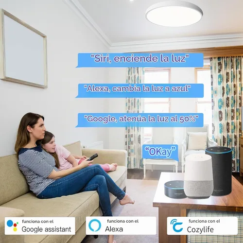 Vista 4 de RGBCW - Luces de techo LED inteligentes que cambian de color, compatible con Alexa Google Home, lámpara de techo empotrada de 24 W, programador