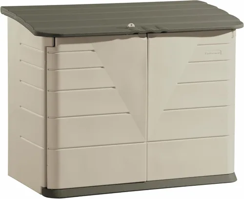 Vista 7 de Rubbermaid Pequeño cobertizo de almacenamiento horizontal de resina para exteriores con suelo (4.5 x 3 pies), resistente a la intemperie