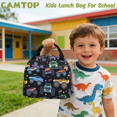 Vista 2 de CAMTOP Bolsa de almuerzo para niños, bonita lonchera aislada para niños y niñas, loncheras a prueba de fugas para la escuela