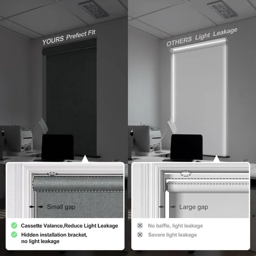 Vista 4 de Boolegon - Persianas opacas enrollables para ventanas, inalámbricas tela de lino con aislamiento térmico, protección contra rayos ultravioleta