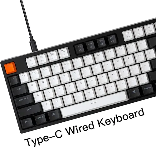 Vista 5 de Keychron C1 Mac Layout - Teclado mecánico con cable, interruptor azul Gateron G Pro, teclas ABS sin llave de 87 teclas, teclado de computadora