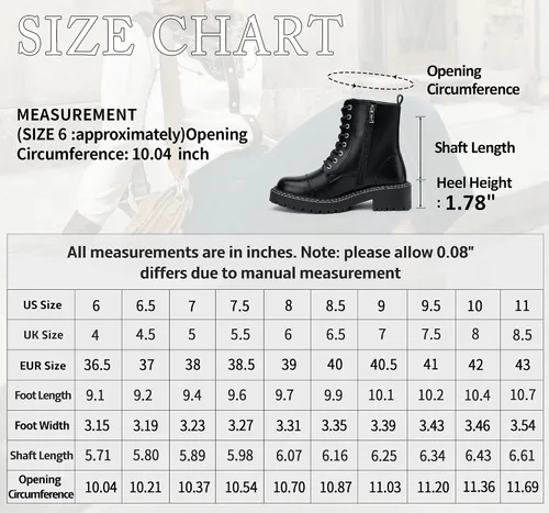 Vista 3 de Vepose Botines de combate de moda 9629 para mujer, botines con cordones y cremallera
