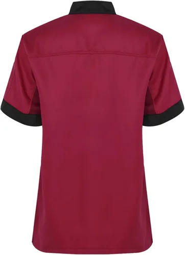 Vista 2 de Aiihoo Chaqueta de chef de manga corta para mujer, con cuello abotonado, camisa de cocina, uniforme de trabajo